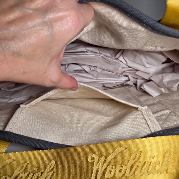 NWT Woolrich x Target Large Canvas Tote Bag Yellow Branded Webbing Carabiner - Picture 7 of 10